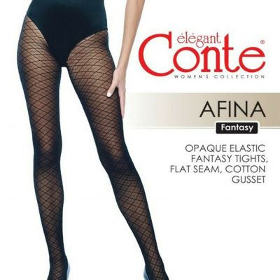 CONTE Elegant Fantasy TIGHTS AFINA Black Trendy Geometric Pattern Pantyhose