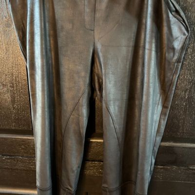 Soft Surroundings Faux Leather Leggings Size 2X (22W) Black Stretch SFT97 NEW