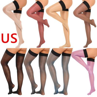 US Women's Ultra-thin Socks Sheer Thigh High Over Knee Hosiery Long Stockings