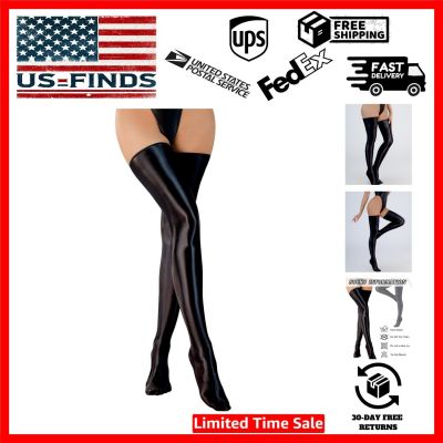 Women’s Shiny Thigh High Stocking Glossy Metallic Shimmery Stockings Party Cl...