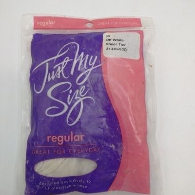 Vtg NOS Just My Size Off White Sheer Toe Control Top Pantyhose 81330 Sz: 3X