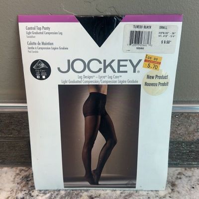Jockey control top pantyhose light graduated compression leg small tuxedo black