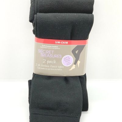 NEW Secret Treasures Women's Pack of 2 Soft Footless Fleece Tights Size: Small