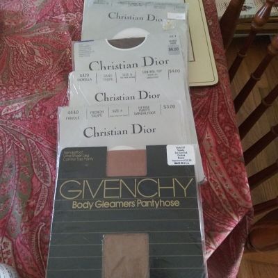 Lot Of 7 Incl 6 Vintage Christian Dior Hosiery Panty Hose 1 Givenchy Stately NEW