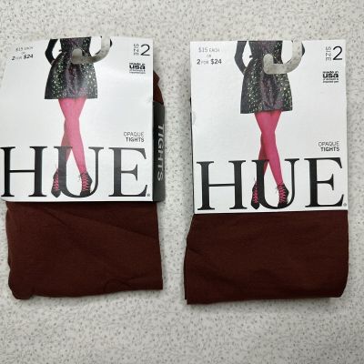 Hue Opaque Tights Nutmeg 2 Pairs NWT Stretchy Size 2