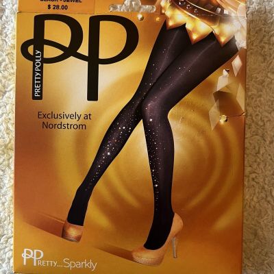 NEW Pretty Polly UK NORDSTROM BLACK DISCO FUNK RETRO EMBELLISHED TIGHTS ONE SIZE