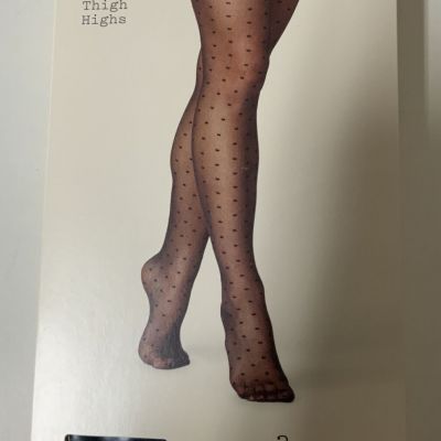 ???? A NEW DAY Women's Sheer Square Dot Thigh Highs - Black M/L????