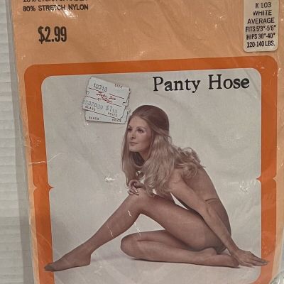VTG First Quality Average White Sheer Support Pantyhose NIP