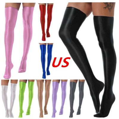 US Women's Thigh High Stocking Glossy Silky Pantyhose Hold Up Tights Lingerie