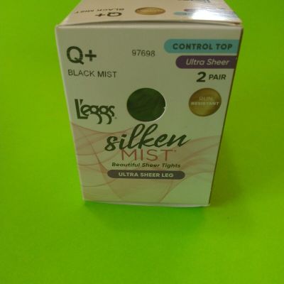 Leggs Silken Mist Tights Control Top Q+ Black   Mist Ultra Sheer Leg 2 Pairs