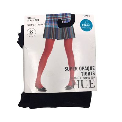 HUE Super Opaque Smooth Control Top Pantyhose 2 Classic PERFIT Black U6620