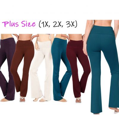 (Zenana Outfitters) Plus Size Premium Cotton Fold Over YOGA Pants