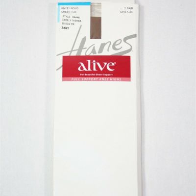 207X01 Hanes 0A446 Alive Full Support Sheer Knee High 2-Pack OS Barely There NWD