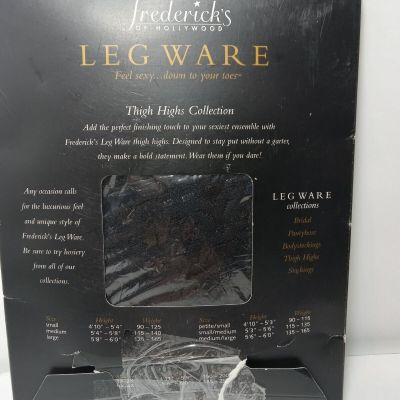 Frederick's Of Hollywood Leg Ware BLACK Med/Large Lacetop FISHNET New Open Box