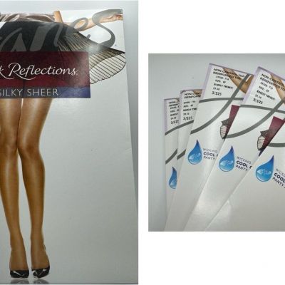 5 Pack Lot Hanes Pantyhose Silk Reflections Barely There Non Control Top Sz EF