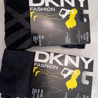 $44 MSRP DKNY Women's Fashion Tights Set of 2 Size Medium & Tall