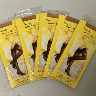 5 Vintage Sheerly Touch Ya Thigh Hi With Elastic. One Size Nude Style 610
