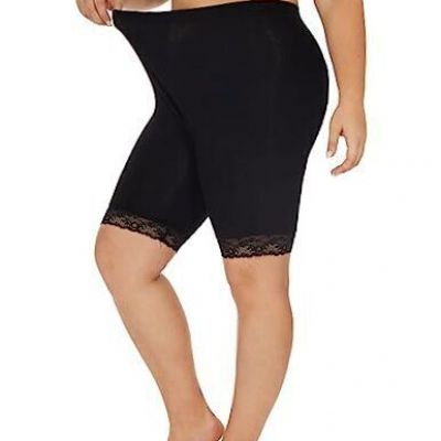 Plus Size Slip Shorts for Women Soft Modal Short Leggings Lace 4X-Large Black