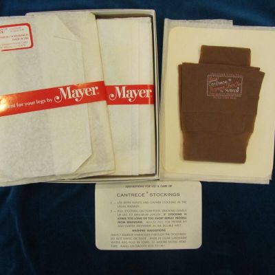 Lot of 5 NEW Pair Vintage 70s Mayer Cantrece Beige Nylon Stockings Med 9 1/2- 10
