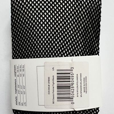 Hanes Fashion Textured Tights - Black Fishnet Style - Non Control Top, L/XL