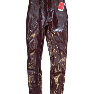 Spanx Leggings Women's Size Small Ruby Red Faux Patent Leather New Tags 20301R