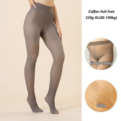 Fleece Lined Tights Women Sheer Fake Translucent Winter Thermal Pantyhose
