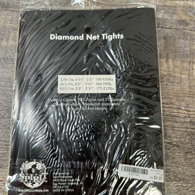 Spirit Halloween Backseam Diamond Net Garter Tights Black Plus Size Fits 175-225