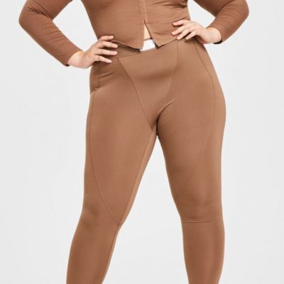 Jenni Style Not Size Women's Plus Size 1X Solid Ankle Leggings, Brown, NwT