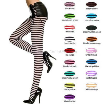 Sexy Opaque Striped Pantyhose Footed Tights Stockings Socks Hosiery Halloween