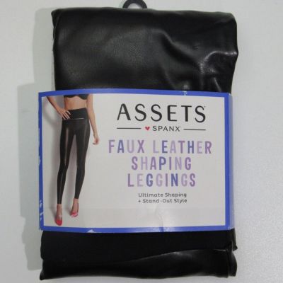 ASSETS by SPANX Women's All Over Faux Leather Leggings Black Plus Size 1X