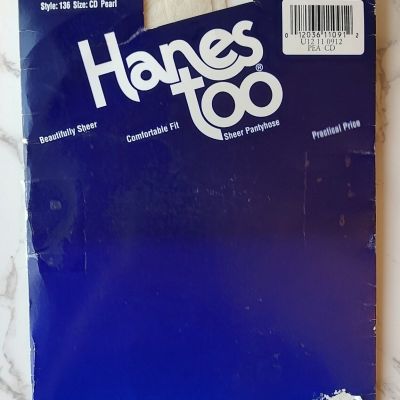 VTG 90s Hanes Too Sheer Pearl Control Top Reinforced Toe Style 136 Size CD NIPA4