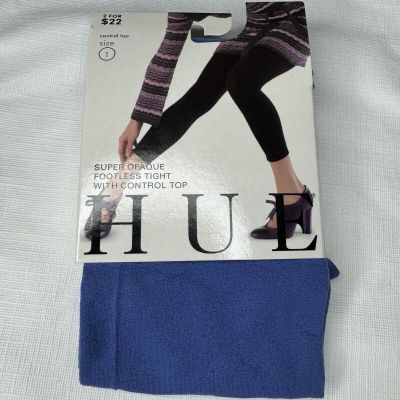 HUE Iris Blue Super Opaque Footless Tights w/Control Top Womens Sz 1 ~U10951 New
