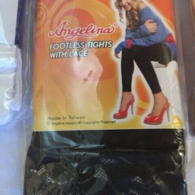Angelina (3) Footless Nylon/Spandex Multi-Color Tights w/lace. One Size Kids.
