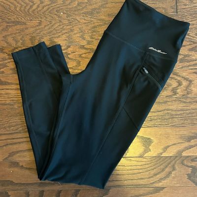 Eddie Bauer Women's  High Rise Trail Tight Leggings Black Yoga L Workout Running