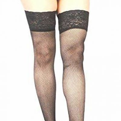 Vixson Women's Lingerie Fishnet Stockings with Lace Top - Black - Women's Nightw