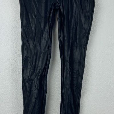 Spanx Leggings Womens Small Black Faux Leather Compression Activewear