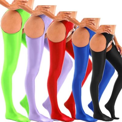 Womens Hollow Out Pantyhose Glossy High Waist Tights Sexy Stockings Footed Pants