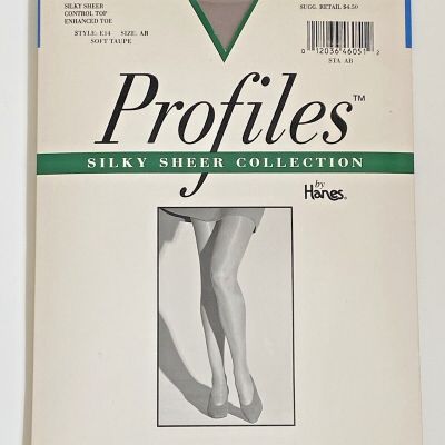 Profiles By Hanes Pantyhose Silky Sheer Collection Size AB Soft Taupe