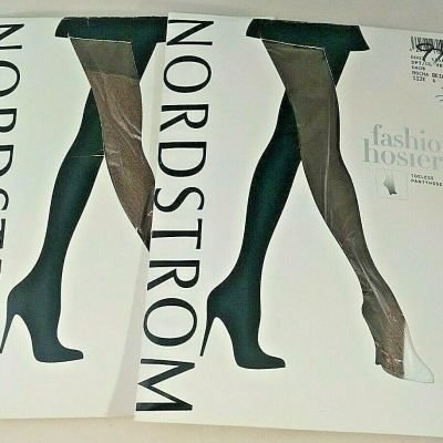 Nordstrom Women's Mocha Beige Fashion Hosiery Toeless Pantyhose Size A Two Pair