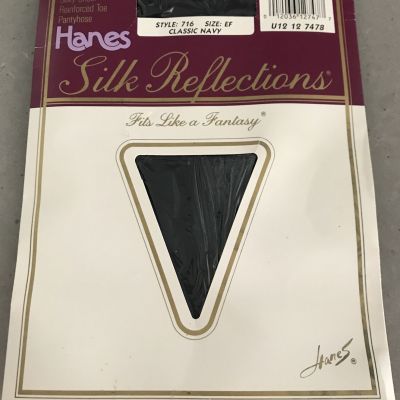 Hanes Silk Reflections Reinforced Toe Silky Sheer Style 716 Size EF Classic Navy