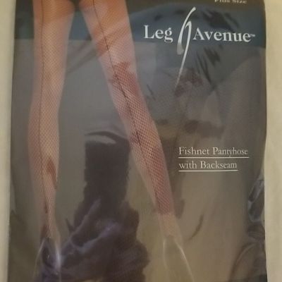 NEW Fishnet Backseam Panythose Black Plus Size Leg Avenue 9015Q