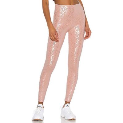 Beyond Yoga Shiny Leopard High Waisted Ankle Legging Tinted Rose Size XL