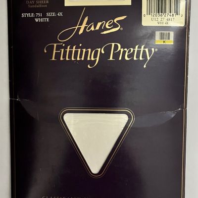 Hanes Fitting Pretty White Day Sheer Plus Queen 4X Pantyhose Style 751 NOS