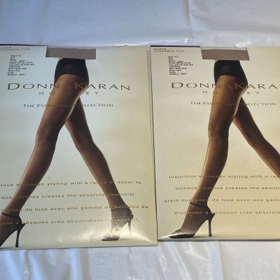2 Donna Karan Hosiery Shear Control Top Buff Small NEW in packages 2 pairs