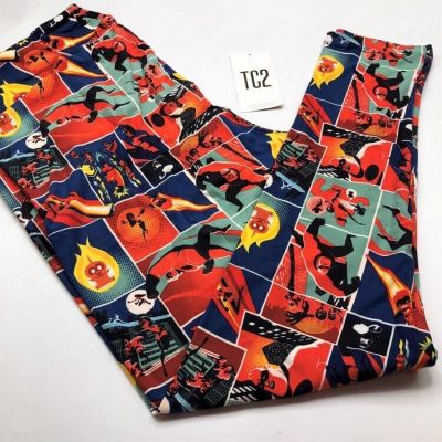 NWT LuLaRoe Disney TC2 INCREDIBLES Family Multicolor COMIC-Style Leggings *RARE*