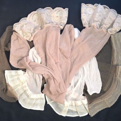 Vtg Lot of 3 unbranded Lace Thigh Highs Nylon Stockings