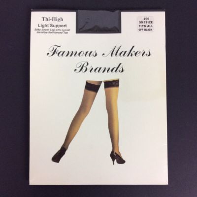 Lace Top Thigh High Stockings One Size Black Famous Makers Brands Made In USA