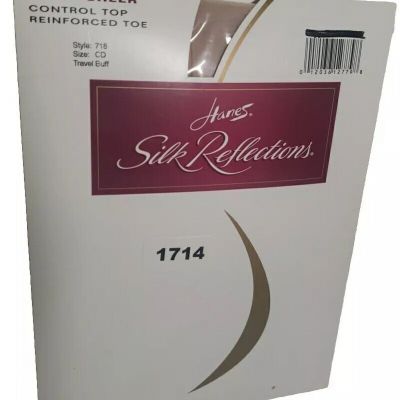 Hanes Silk Reflections Pantyhose Style 718 Size CD Control Top Travel Buff Beige