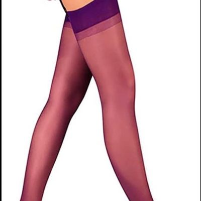 MILA MARUTTI 20 Denier sheer nylon stockings, Size XL, Viola (Purple) color, New
