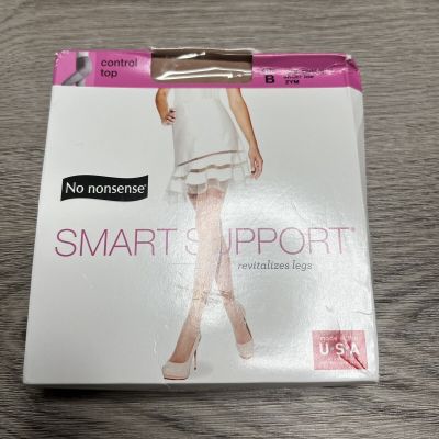 No Nonsense Smart Support Control Top Size B Beige Mist Sheer Toe 1 Pair